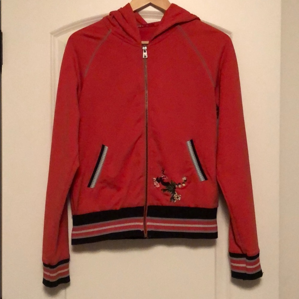 Orange hooded Zip sweatshirt